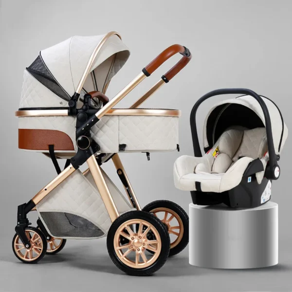 Luxury 3-in-1 High Landscape Baby Stroller – Convertible Pushchair & Infant Carrier - Image 6