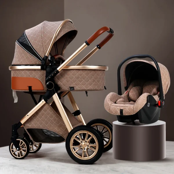 Luxury 3-in-1 High Landscape Baby Stroller – Convertible Pushchair & Infant Carrier - Image 2