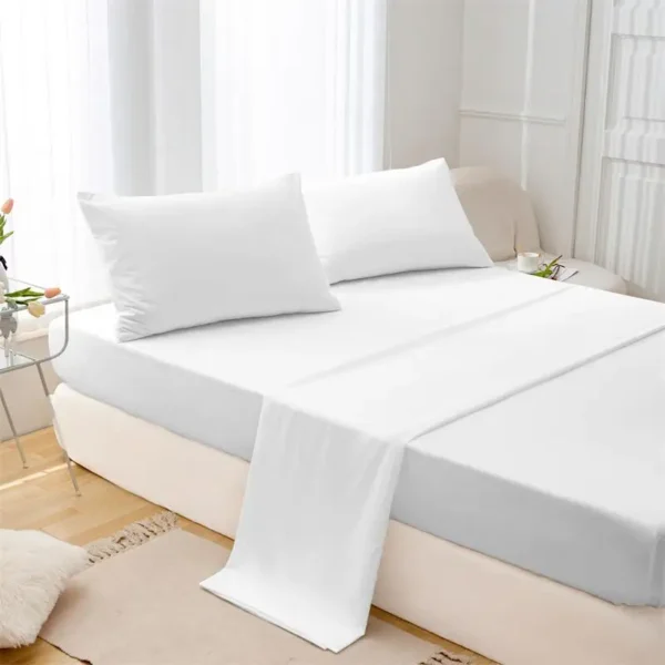 Queen Size Plain Solid Color Flat Bed Sheet – Soft Polyester Top Sheet for Home - Image 3