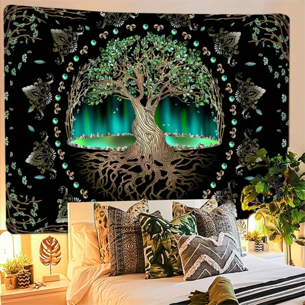 Tree of Life Tapestry - 75x58cm Psychedelic Sun, Moon, and Galaxy Design - Image 5