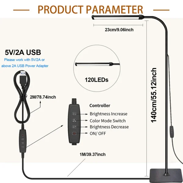 Modern LED Floor Lamp – Adjustable Gooseneck Stand Light for Living Room, Bedroom, and Office - Image 3