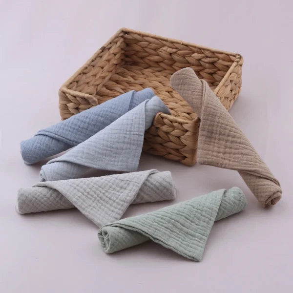 5PCS Soft Cotton Baby Washcloth Set – Absorbent Gauze Towels for Bathing & Feeding - Image 6