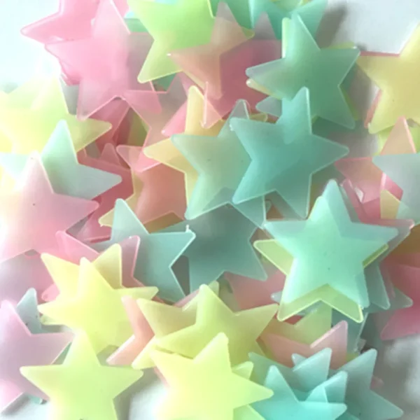 100pcs Fluorescent Glow in the Dark Stars - Wall Stickers for Kids' Rooms, Bedrooms, and Ceilings - Image 3