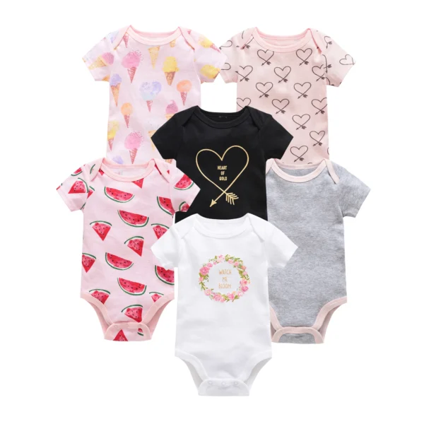 Baby Girls’ Cotton Bodysuit Set – 3-Piece Short Sleeve Newborn Outfits for 0-12 Months - Image 5
