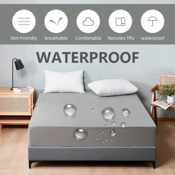 Keep your mattress safe with this waterproof protector. Soft, breathable, and machine-washable, it's perfect for everyday use. Shrink-resistant and stylish, it’s the ultimate bedding essential