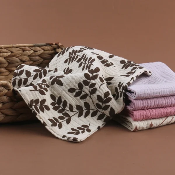 5PCS Soft Cotton Baby Washcloth Set – Absorbent Gauze Towels for Bathing & Feeding - Image 2