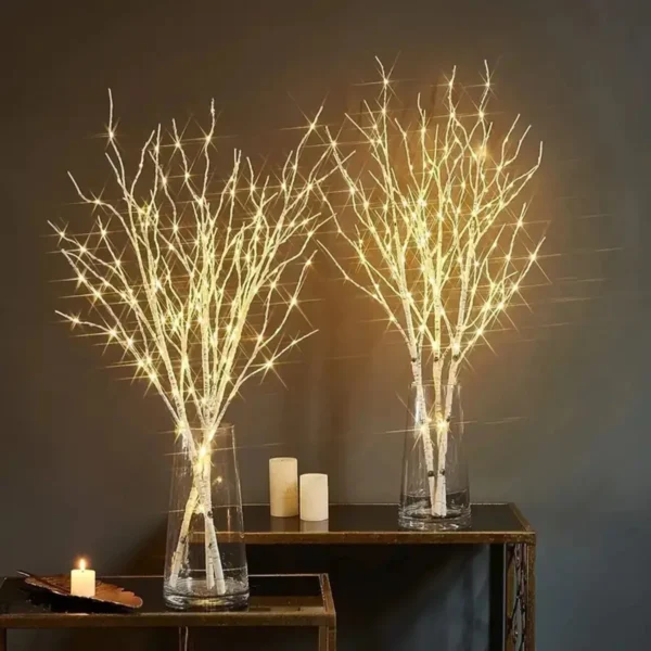 Illuminate your celebrations with White Birch Branch LED Lights. Battery-operated and versatile, these twig lights are perfect for Christmas, weddings, and outdoor events.