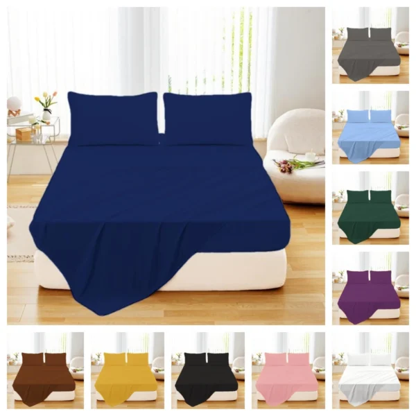 Queen Size Plain Solid Color Flat Bed Sheet – Soft Polyester Top Sheet for Home - Image 2