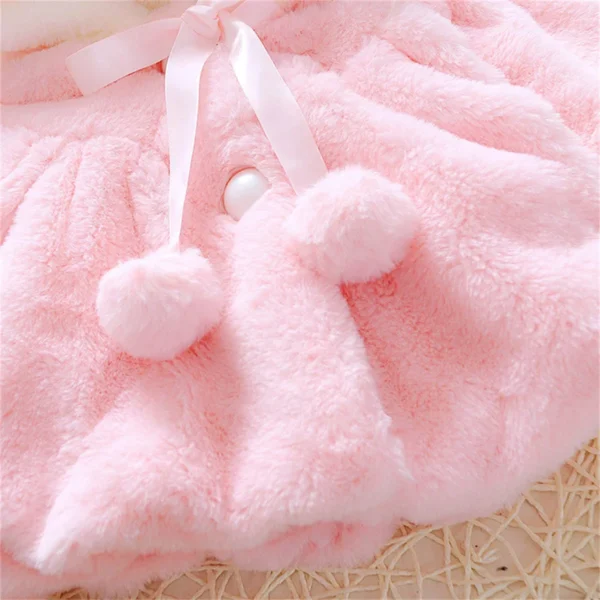 Girls' Winter Cape – Wool Shawl with Ear Fleece Hood for Babies, Cozy & Stylish Outerwear - Image 6