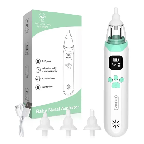 Dr.Isla U90 electric baby nasal aspirator with adjustable suction. BPA-free, safe, and easy to clean. Perfect for newborns to 12-year-olds.