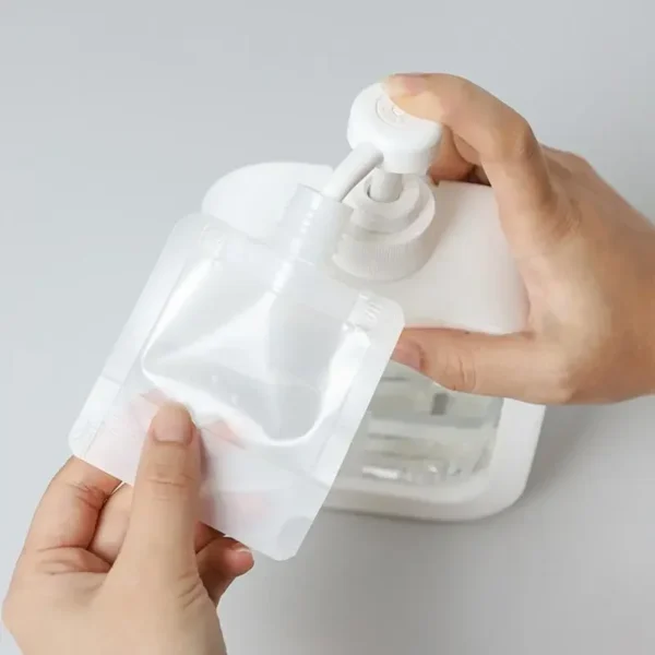 Travel with ease using these leakproof refillable lotion dispenser bags. Available in 30mL and 50mL capacities, eco-friendly, and perfect for carrying liquid cosmetics.