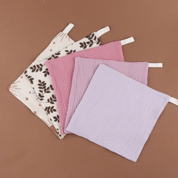 5PCS Soft Cotton Baby Washcloth Set – Absorbent Gauze Towels for Bathing & Feeding - Image 3