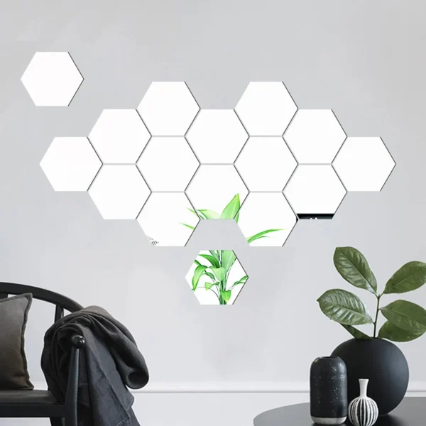 12PCS Hexagonal Geometric Mirror Wall Stickers - DIY Adhesive & Removable Home Decor - Image 5