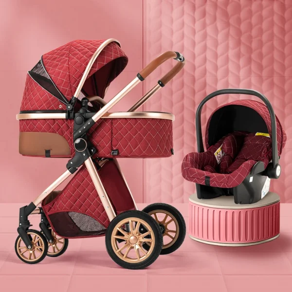 Luxury 3-in-1 High Landscape Baby Stroller – Convertible Pushchair & Infant Carrier - Image 5