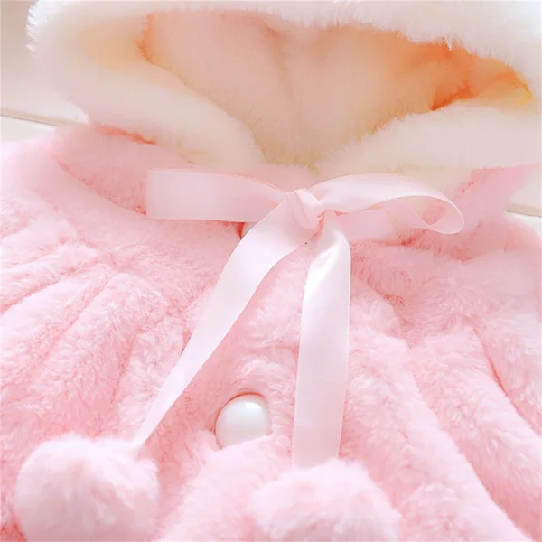 Girls' Winter Cape – Wool Shawl with Ear Fleece Hood for Babies, Cozy & Stylish Outerwear - Image 5