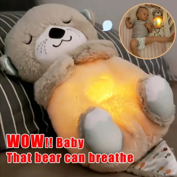 Soothe your baby with the Breathing Otter Plush Toy, featuring rhythmic motion, music, and lights. A perfect sleep companion for relaxation and sensory development.