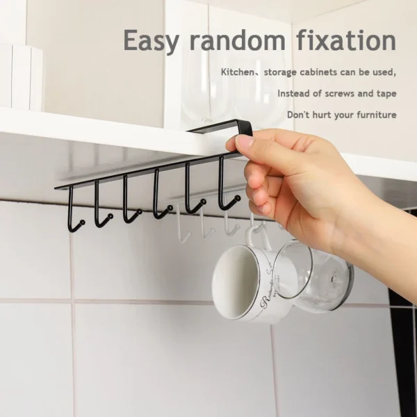 6-Hook Coffee Mug Holder – Multifunctional Kitchen Cabinet Organizer - Image 4