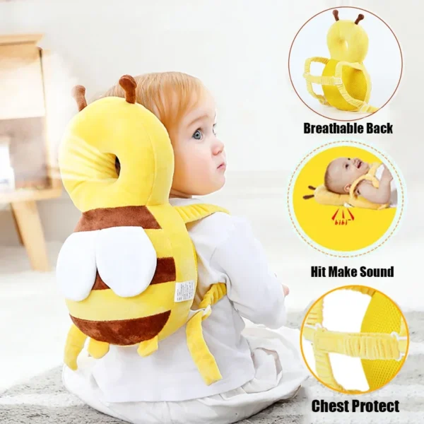 Protect your toddler while learning to walk with the Cartoon Bee Baby Head Protector Pillow. Soft plush design, adjustable fit, lightweight, and perfect for fall prevention.