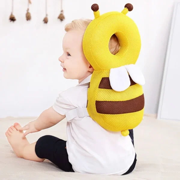 Cartoon Bee Baby Head Protector Pillow – Safety Headgear for Walking Toddlers, Prevent Injuries with Soft Plush Cushion - Image 2