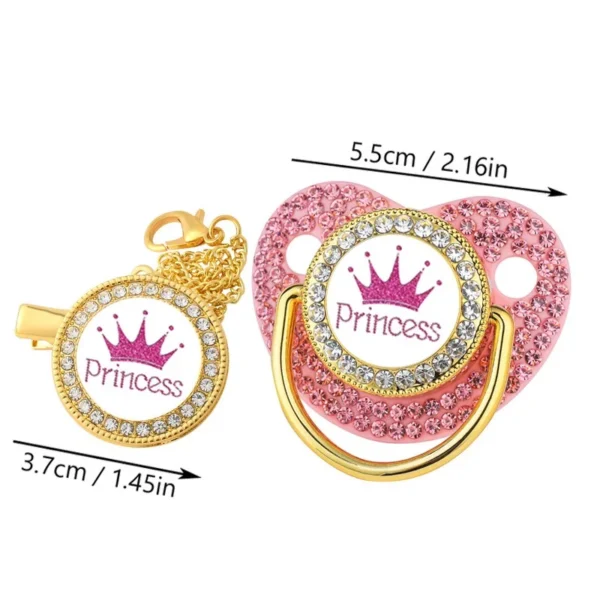 Crown Silicone Newborn Pacifier Clip Set - BPA Free Baby Dummy, Teether, and Nipple Soother - Image 3