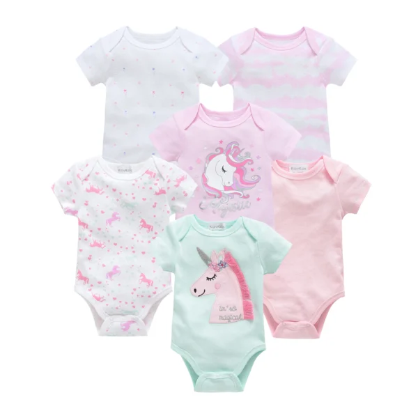 Keep your baby comfortable this summer with this 3-piece cotton bodysuit set. Featuring cute cartoon designs, short sleeves, and breathable fabric for newborns up to 12 months.