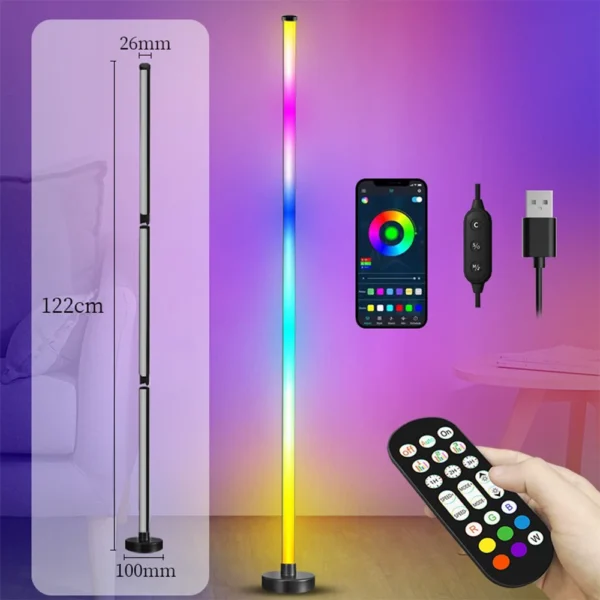 Smart RGB LED Floor Lamp with Remote & App Control, Music Sync, and Timer for Bedroom & Living Room - Image 6