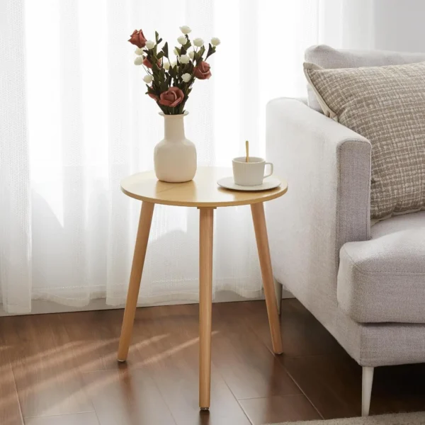 Small Round End Table - Minimalist Wooden Coffee Table for Living Room, Bedroom, or Bedside - Image 5