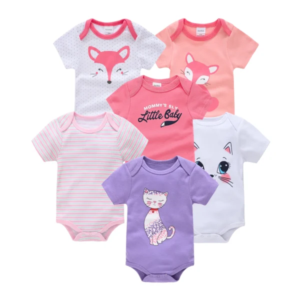 Baby Girls’ Cotton Bodysuit Set – 3-Piece Short Sleeve Newborn Outfits for 0-12 Months - Image 4