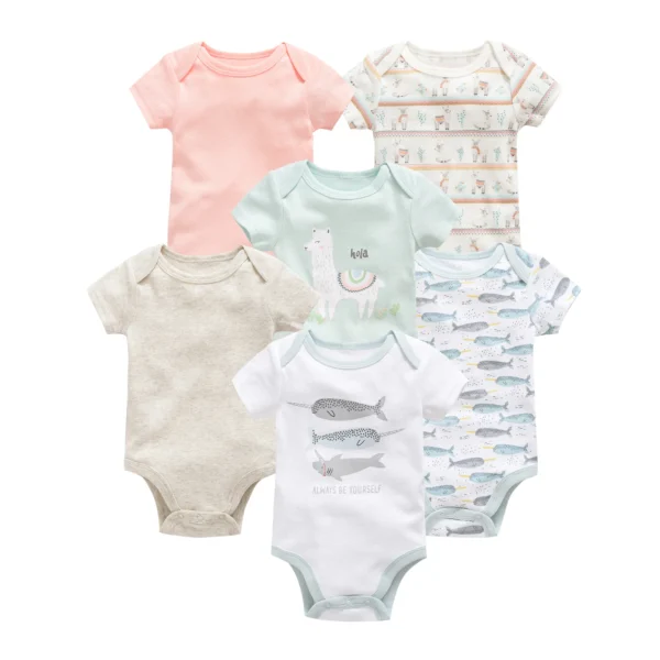 Baby Girls’ Cotton Bodysuit Set – 3-Piece Short Sleeve Newborn Outfits for 0-12 Months - Image 3