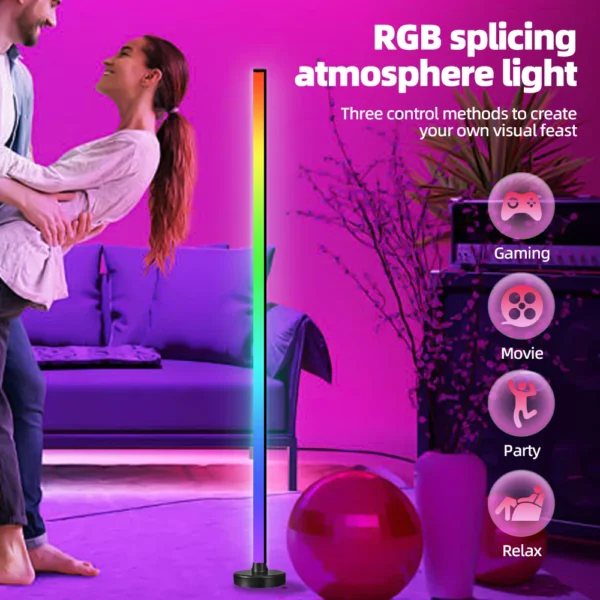 Smart RGB LED Floor Lamp with Remote & App Control, Music Sync, and Timer for Bedroom & Living Room - Image 2