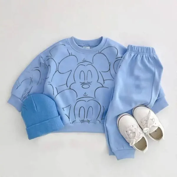 Cartoon Summer Baby Tracksuit – Printed T-Shirt & Shorts Set for Boys & Girls, Casual Cotton Clothing - Image 2