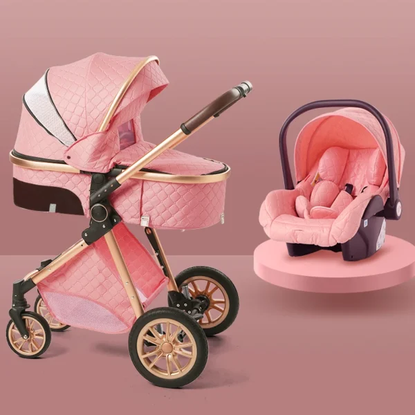 Luxury 3-in-1 High Landscape Baby Stroller – Convertible Pushchair & Infant Carrier - Image 3