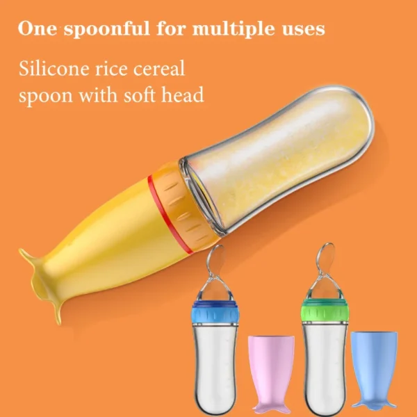 Safe Silicone Baby Feeding Bottle with Spoon – Perfect for Rice Cereal & Milk - Image 5