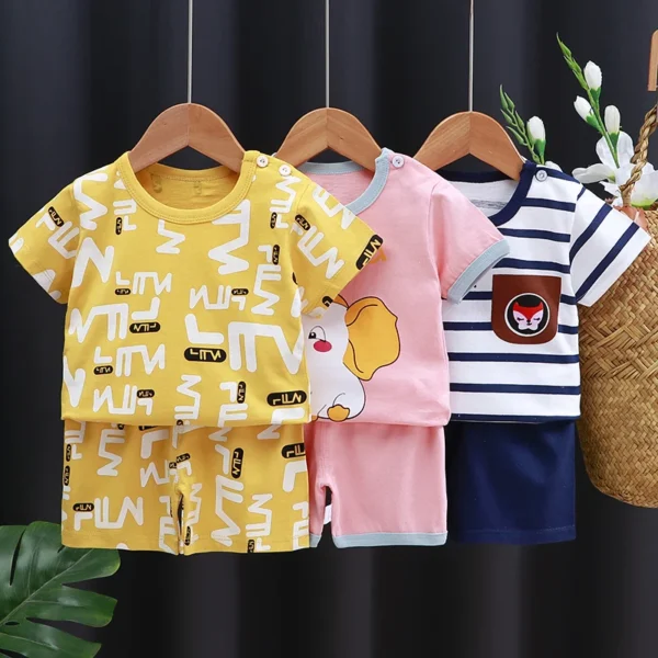 Summer Baby T-Shirt and Shorts Set – Cotton Cartoon Kids Clothing for Boys and Girls (1-3 Years) - Image 3