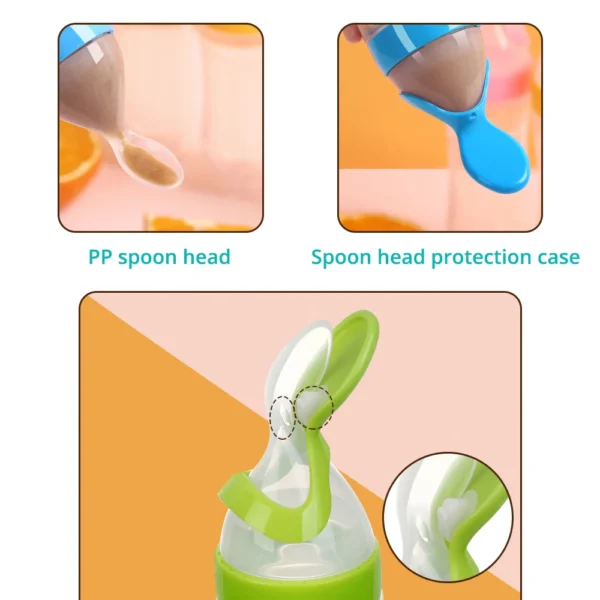 Safe Silicone Baby Feeding Bottle with Spoon – Perfect for Rice Cereal & Milk - Image 3