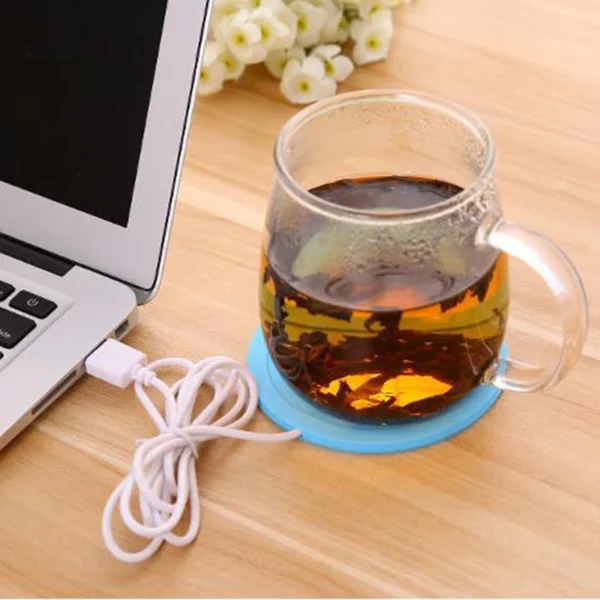 USB Cartoon Silicone Cup Warmer – Thin Coffee, Tea Mug Heater Pad with 100CM Cable - Image 2