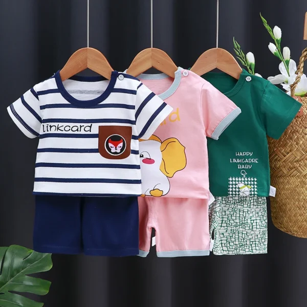 Summer Baby T-Shirt and Shorts Set – Cotton Cartoon Kids Clothing for Boys and Girls (1-3 Years) - Image 2