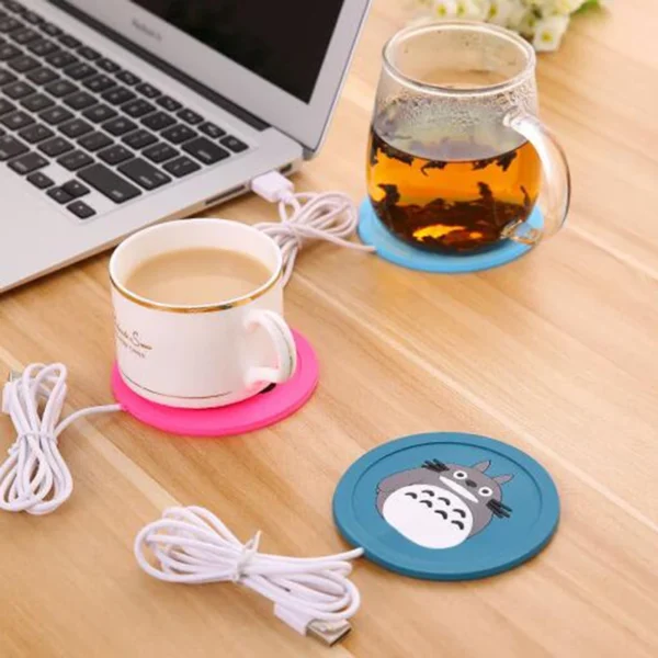 USB Cartoon Silicone Cup Warmer – Thin Coffee, Tea Mug Heater Pad with 100CM Cable - Image 4