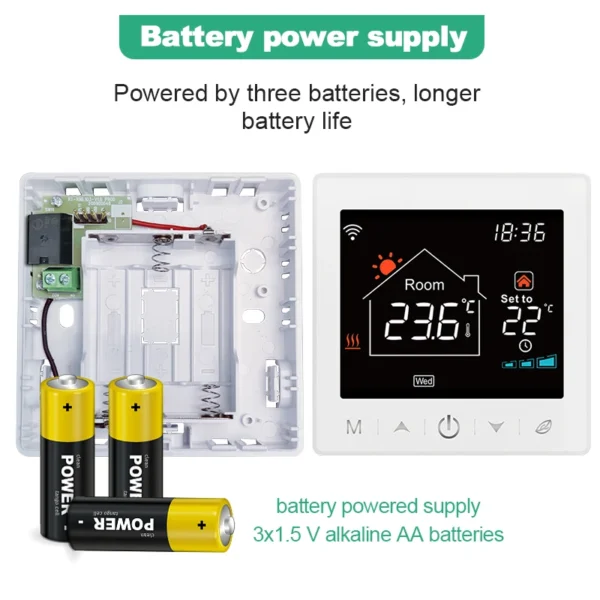 Smart Home WiFi Wireless Thermostat – RF Battery-Powered Temperature Controller for Gas Boilers & Water Heating - Image 4