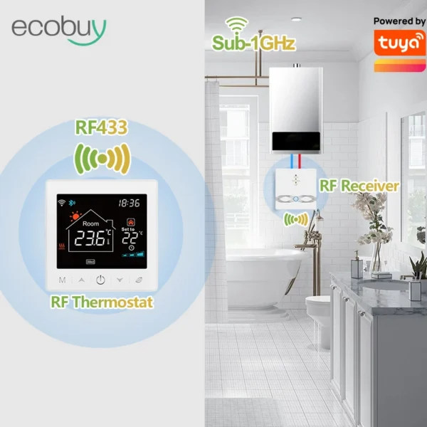 Smart Home WiFi Wireless Thermostat – RF Battery-Powered Temperature Controller for Gas Boilers & Water Heating - Image 2
