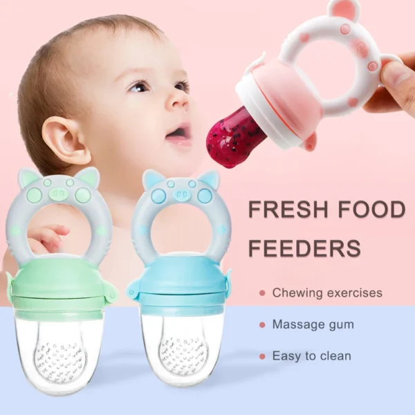 Help your baby safely enjoy fresh fruits with the Silicone Fresh Food Nibbler! Made from BPA-free silicone, it doubles as a fruit feeder and teething soother for babies aged 0-3 years.