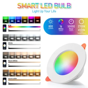 Elevate your decor with the 10W RGB Smart Spotlight, offering 16 colors, adjustable temperatures (2700K–6500K), and Bluetooth control. Perfect for living rooms and bedrooms.
