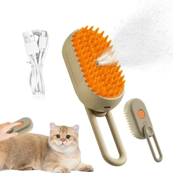 3-in-1 Steamy Electric Pet Grooming Brush – Massaging Dog & Cat Hair Steamer for Tangles and Loose Fur - Image 4