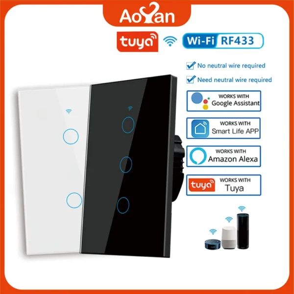 Enhance your smart home with the Tuya US WiFi Smart Wall Switch. Compatible with Alexa and Google Home, featuring voice control, timer settings, no neutral wire installation, and advanced safety features.