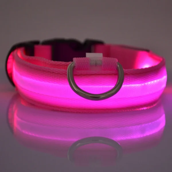 Nylon LED Glow-in-the-Dark Dog Collar – Luminous Safety Flashing Light for Night Walks - Image 4