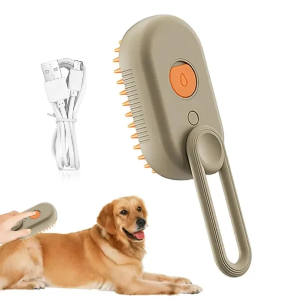 3-in-1 Steamy Electric Pet Grooming Brush – Massaging Dog & Cat Hair Steamer for Tangles and Loose Fur - Image 2