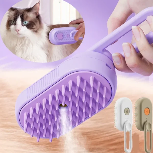 Discover the Electric 3-in-1 Steamed Dog Brush with Essential Oil for grooming, massage, and hair removal. Perfect for dogs and cats, it uses steam and essential oils to soften and shine their coat.