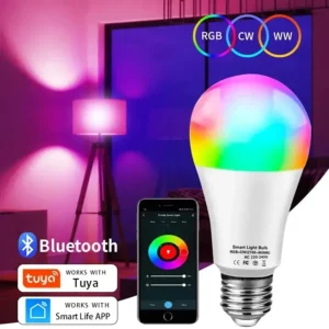 Light up your space with the Tuya Smart LED Bulb E27. Featuring Bluetooth control, dimmable RGB lighting, and app compatibility, it’s perfect for bedrooms and parties.