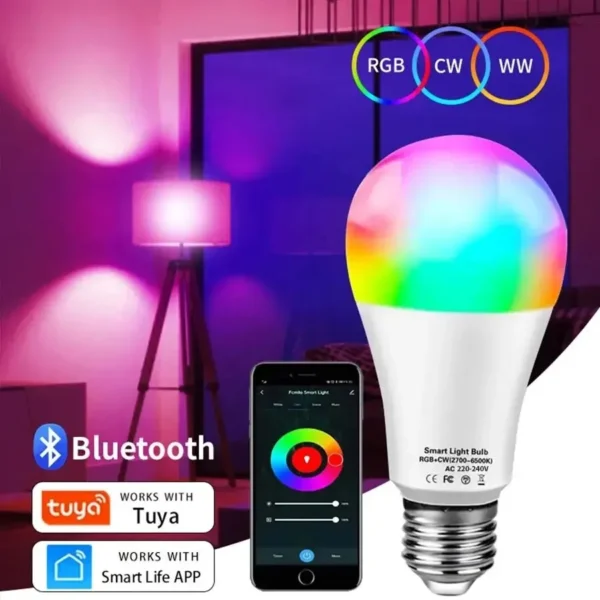 Light up your space with the Tuya Smart LED Bulb E27. Featuring Bluetooth control, dimmable RGB lighting, and app compatibility, it’s perfect for bedrooms and parties.