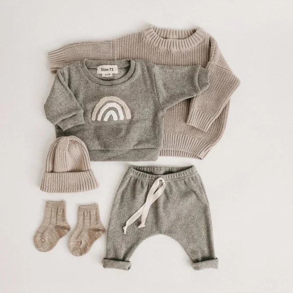 Autumn Baby boys & Girls' Cotton Coat Set – Casual Pullover with Full Sleeves - Image 2